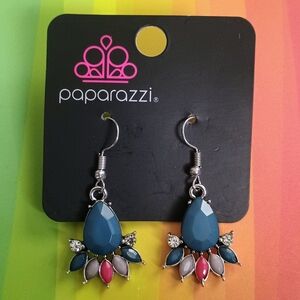 Paparazzi Blue and Pink Floral Earrings